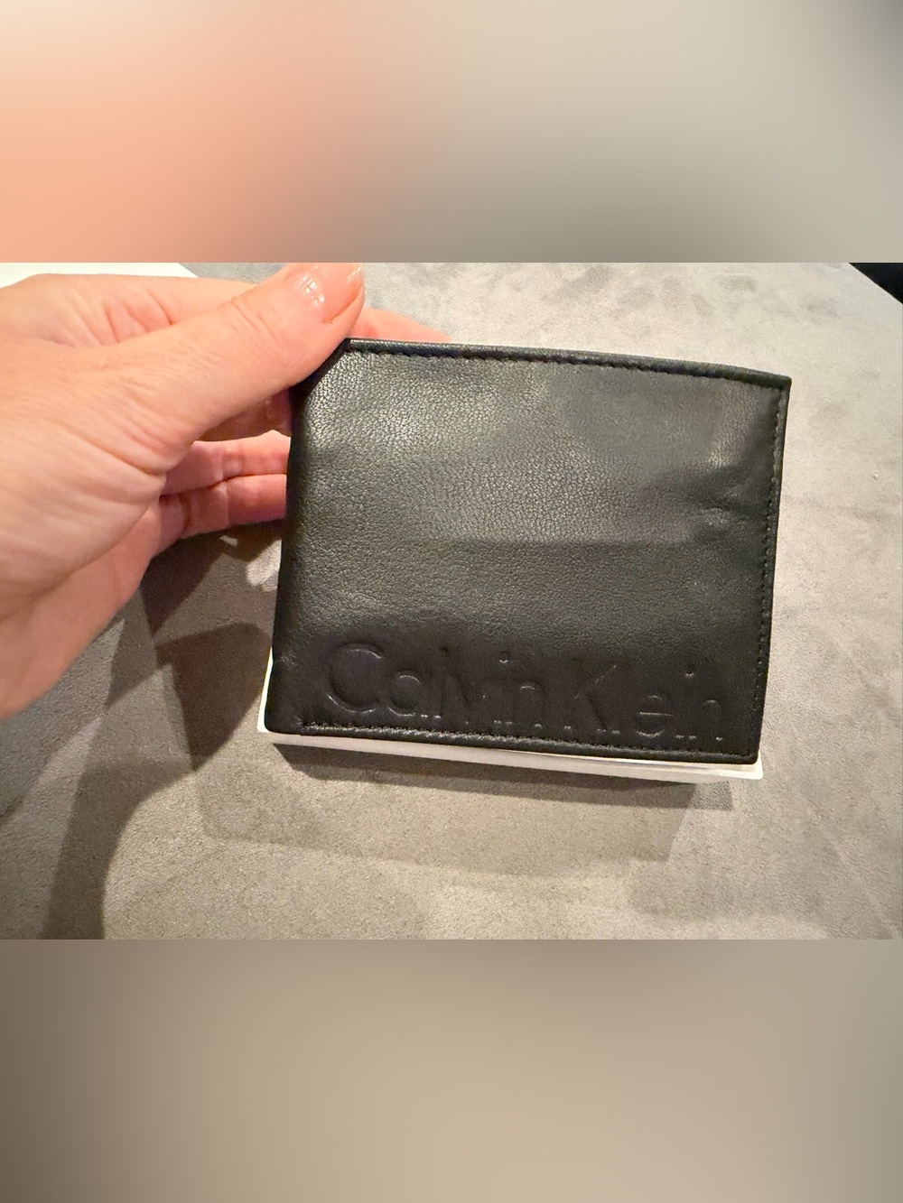 Calvin Klein Black Bi-Fold Leather Wallet with Embossed Logo